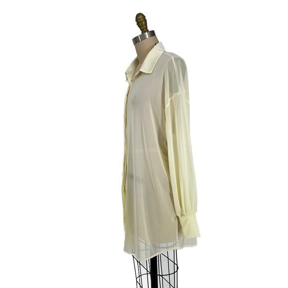 Meshki Sheer Mesh Oversized Button Down Shirt Swim Coverup/Going Out Top size XS - Picture 3 of 9